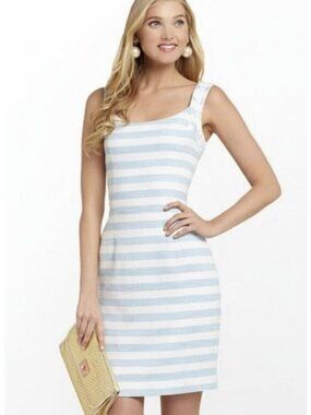 LILLY PULITZER Nienie Tweed Boucle Stripe Sheath Dress Size 14